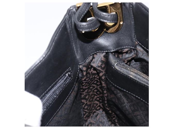 Bolsa de Ombro BALLY em Couro Preta e Dourada Auth 202700V Preto Dourado - vista 18