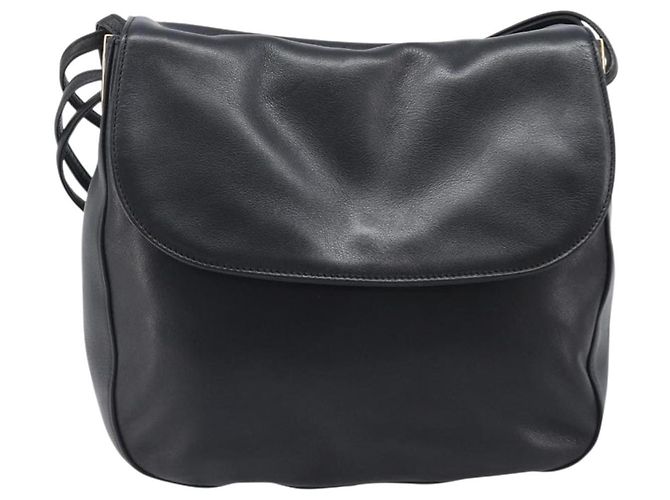 Bolsa de Ombro BALLY em Couro Preta e Dourada Auth 202700V Preto Dourado - vista 2