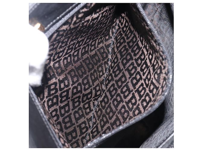 Bolsa de Ombro BALLY em Couro Preta e Dourada Auth 202700V Preto Dourado - vista 21
