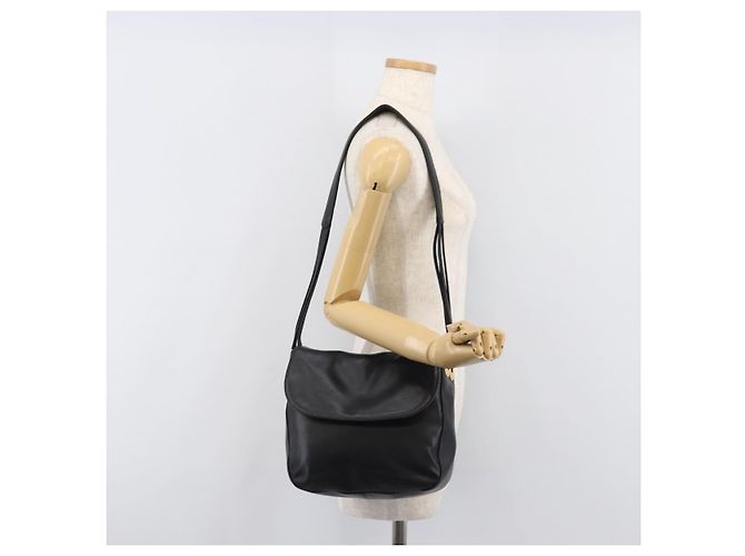 Bolsa de Ombro BALLY em Couro Preta e Dourada Auth 202700V Preto Dourado - vista 26