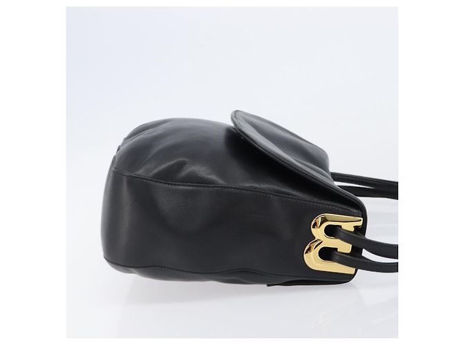 Bolsa de Ombro BALLY em Couro Preta e Dourada Auth 202700V Preto Dourado - vista 4