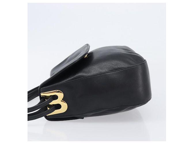 Bolsa de Ombro BALLY em Couro Preta e Dourada Auth 202700V Preto Dourado - vista 5
