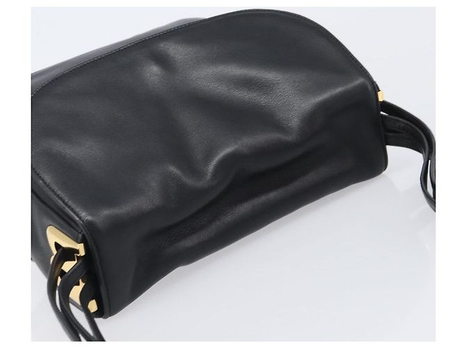 Bolsa de Ombro BALLY em Couro Preta e Dourada Auth 202700V Preto Dourado - vista 6