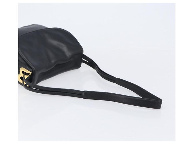 Bolsa de Ombro BALLY em Couro Preta e Dourada Auth 202700V Preto Dourado - vista 7