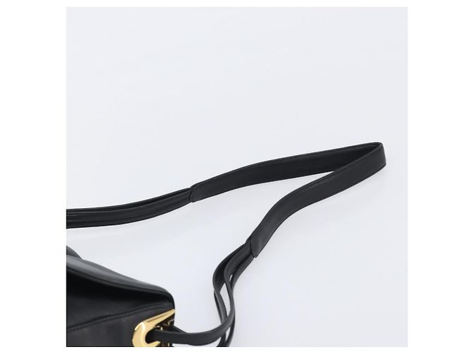 Bolsa de Ombro BALLY em Couro Preta e Dourada Auth 202700V Preto Dourado - vista 8