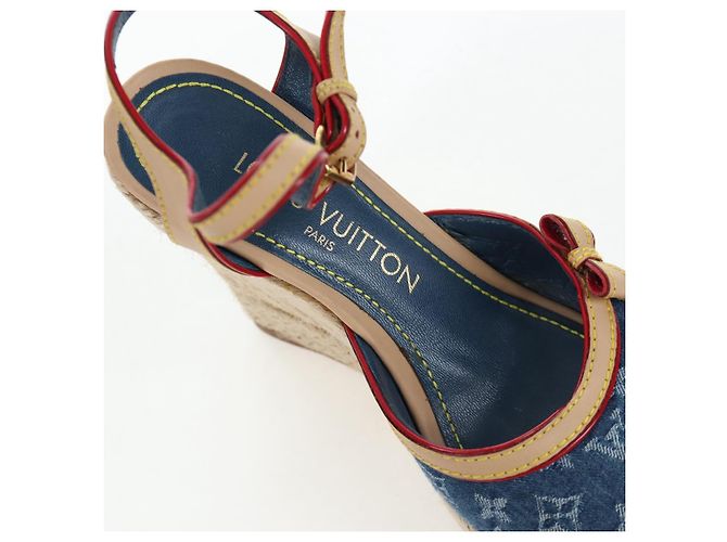 LOUIS VUITTON Monogram Denim Espadrille Sandalen Blue LV Auth ar14173V Blau Monogramm - Ansicht 14