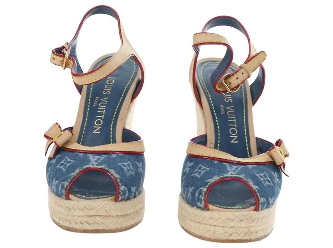 LOUIS VUITTON Monogram Denim Espadrille Sandalen Blue LV Auth ar14173V Blau Monogramm - Ansicht 2