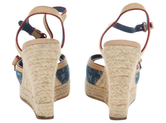 LOUIS VUITTON Monogram Denim Espadrille Sandalen Blue LV Auth ar14173V Blau Monogramm - Ansicht 3