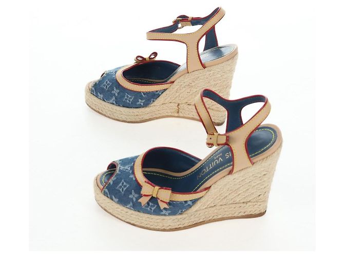 LOUIS VUITTON Monogram Denim Espadrille Sandalen Blue LV Auth ar14173V Blau Monogramm - Ansicht 4