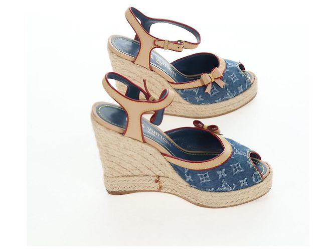 LOUIS VUITTON Monogram Denim Espadrille Sandalen Blue LV Auth ar14173V Blau Monogramm - Ansicht 5