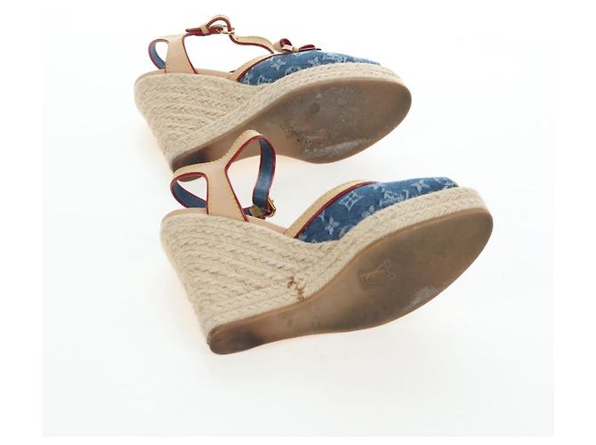 LOUIS VUITTON Monogram Denim Espadrille Sandalen Blue LV Auth ar14173V Blau Monogramm - Ansicht 6
