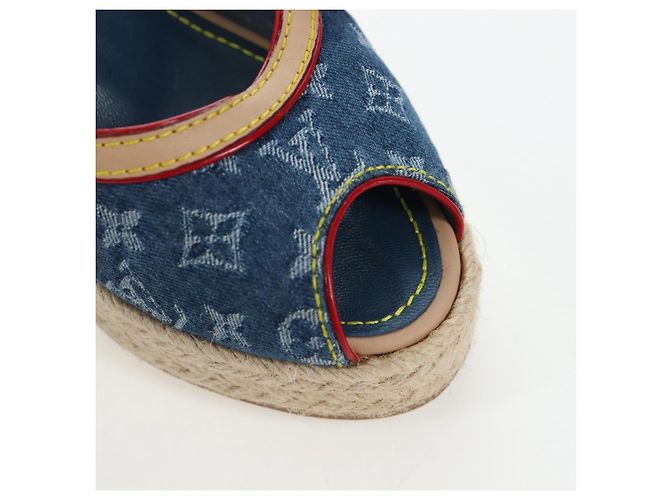 LOUIS VUITTON Monogram Denim Espadrille Sandalen Blue LV Auth ar14173V Blau Monogramm - Ansicht 7