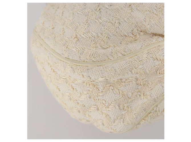 Bolso CHANEL Tweed Blanco Plata CC Auth 196872 - vista 13