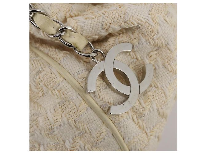Bolso CHANEL Tweed Blanco Plata CC Auth 196872 - vista 14