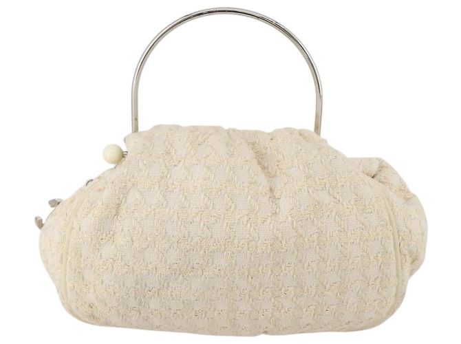 Bolso CHANEL Tweed Blanco Plata CC Auth 196872 - vista 3