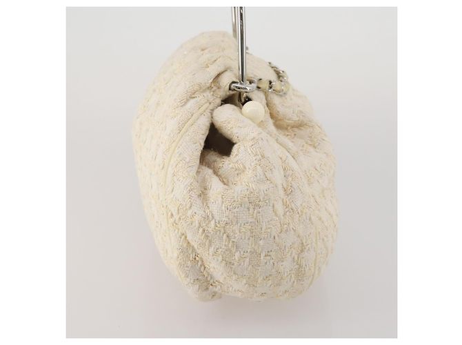 Bolso CHANEL Tweed Blanco Plata CC Auth 196872 - vista 5