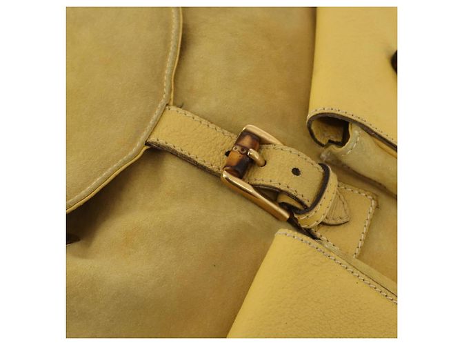 Zaino GUCCI Bamboo Suede Yellow Gold 003 58 0016 Auth 200716A D'oro Giallo - vista 16