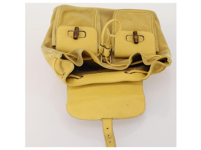 Zaino GUCCI Bamboo Suede Yellow Gold 003 58 0016 Auth 200716A D'oro Giallo - vista 18