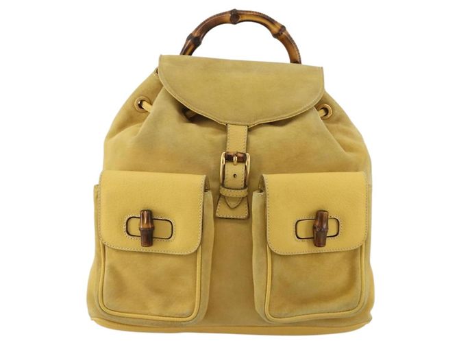 Zaino GUCCI Bamboo Suede Yellow Gold 003 58 0016 Auth 200716A D'oro Giallo - vista 2