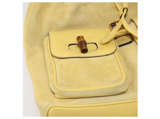 Zaino GUCCI Bamboo Suede Yellow Gold 003 58 0016 Auth 200716A D'oro Giallo - vista 25