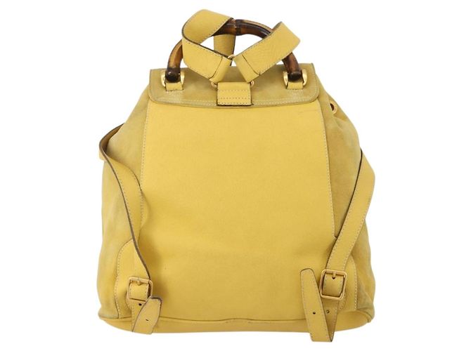 Zaino GUCCI Bamboo Suede Yellow Gold 003 58 0016 Auth 200716A D'oro Giallo - vista 3