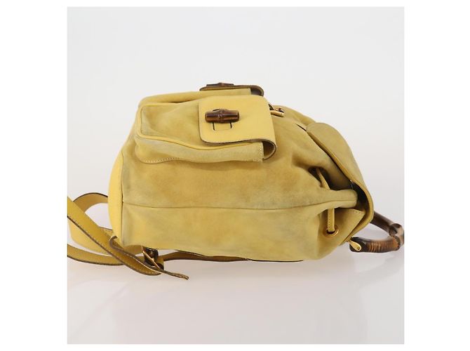 Zaino GUCCI Bamboo Suede Yellow Gold 003 58 0016 Auth 200716A D'oro Giallo - vista 4