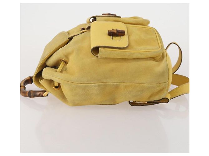 Zaino GUCCI Bamboo Suede Yellow Gold 003 58 0016 Auth 200716A D'oro Giallo - vista 5