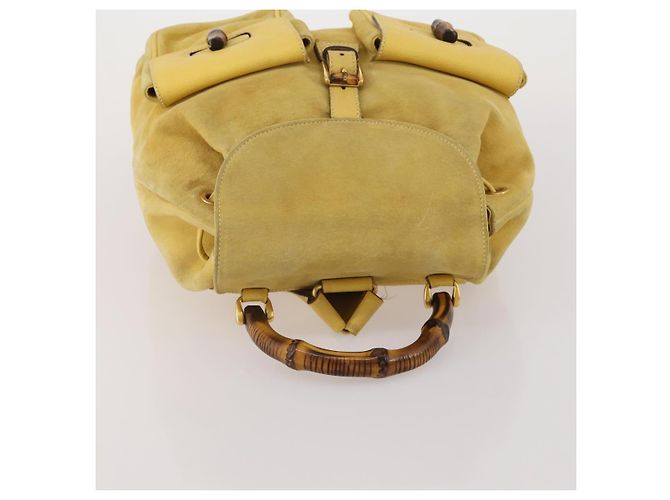 Zaino GUCCI Bamboo Suede Yellow Gold 003 58 0016 Auth 200716A D'oro Giallo - vista 6