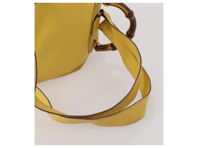 Zaino GUCCI Bamboo Suede Yellow Gold 003 58 0016 Auth 200716A D'oro Giallo - vista 9