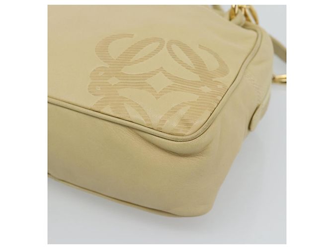 Borsa a tracolla con catena LOEWE in pelle beige oro autentica 192241A D'oro - vista 10