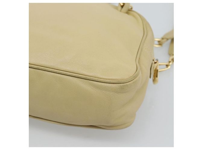 Borsa a tracolla con catena LOEWE in pelle beige oro autentica 192241A D'oro - vista 12