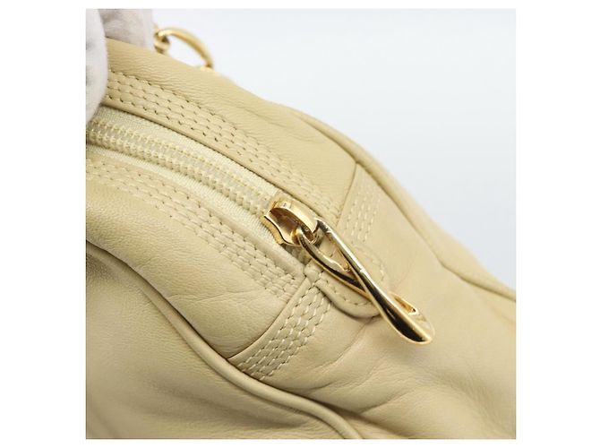 Borsa a tracolla con catena LOEWE in pelle beige oro autentica 192241A D'oro - vista 14