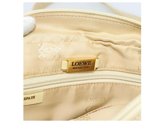Borsa a tracolla con catena LOEWE in pelle beige oro autentica 192241A D'oro - vista 15