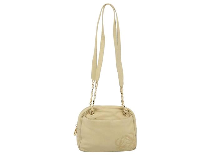 Borsa a tracolla con catena LOEWE in pelle beige oro autentica 192241A D'oro - vista 2