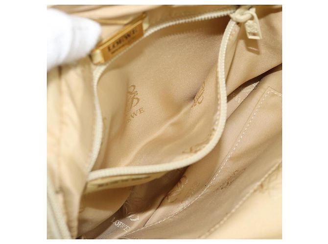 Borsa a tracolla con catena LOEWE in pelle beige oro autentica 192241A D'oro - vista 20