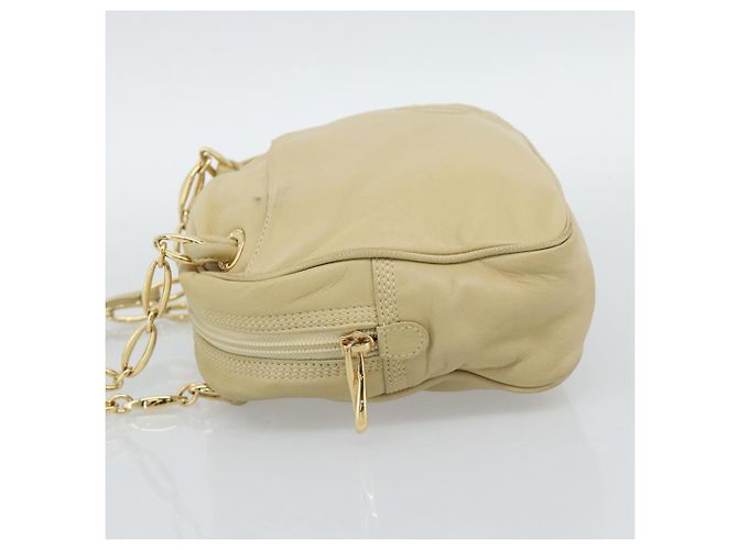 Borsa a tracolla con catena LOEWE in pelle beige oro autentica 192241A D'oro - vista 4