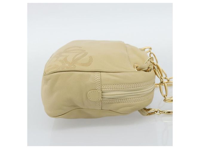 Borsa a tracolla con catena LOEWE in pelle beige oro autentica 192241A D'oro - vista 5