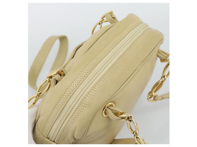 Borsa a tracolla con catena LOEWE in pelle beige oro autentica 192241A D'oro - vista 6