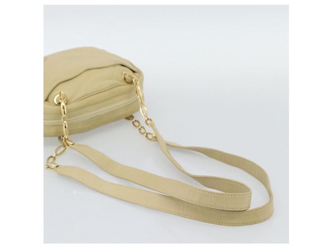 Borsa a tracolla con catena LOEWE in pelle beige oro autentica 192241A D'oro - vista 7