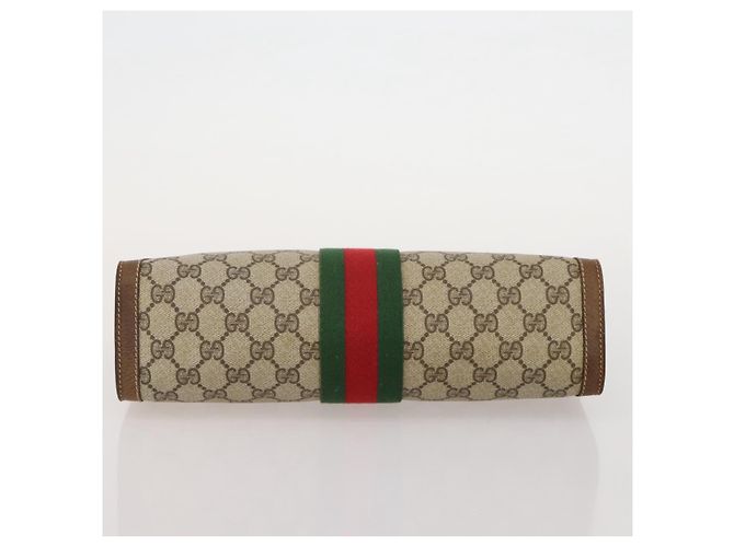 Borsa GUCCI GG Supreme Web Sherry Line PVC Beige Gold 37 014 3087 Auth 205150A - vista 10
