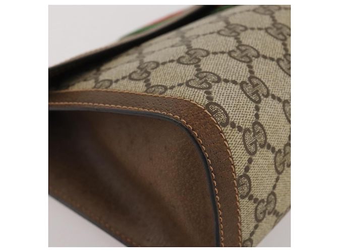 Borsa GUCCI GG Supreme Web Sherry Line PVC Beige Gold 37 014 3087 Auth 205150A - vista 12