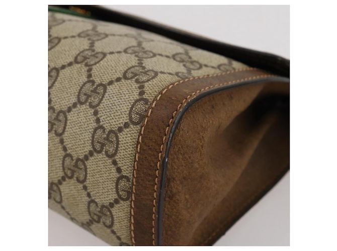 Borsa GUCCI GG Supreme Web Sherry Line PVC Beige Gold 37 014 3087 Auth 205150A - vista 13