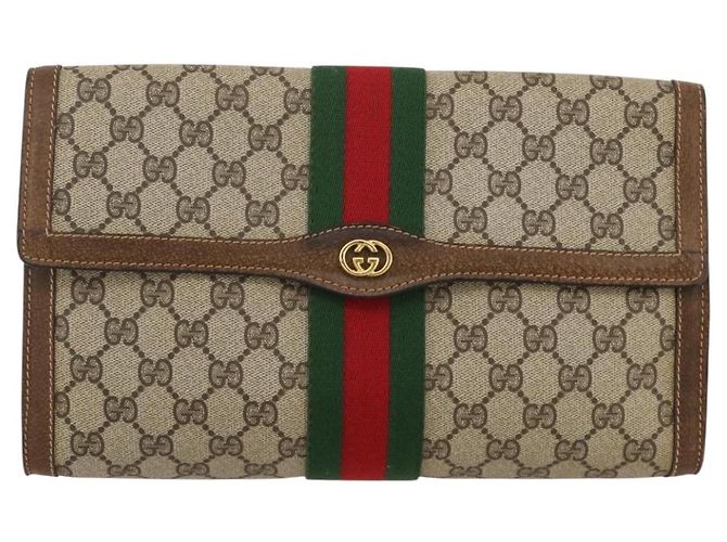 Borsa GUCCI GG Supreme Web Sherry Line PVC Beige Gold 37 014 3087 Auth 205150A - vista 2