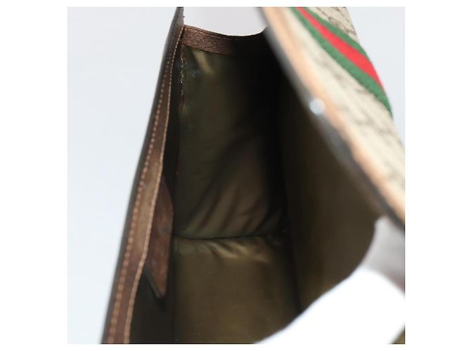 Borsa GUCCI GG Supreme Web Sherry Line PVC Beige Gold 37 014 3087 Auth 205150A - vista 22