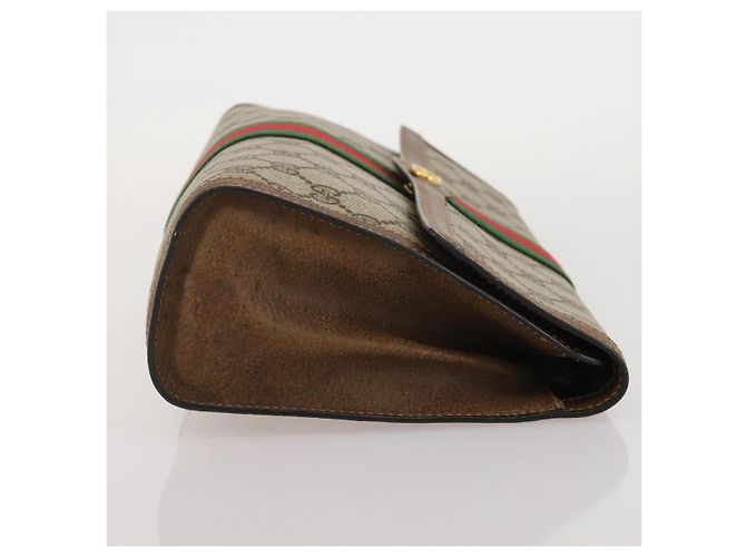 Borsa GUCCI GG Supreme Web Sherry Line PVC Beige Gold 37 014 3087 Auth 205150A - vista 5