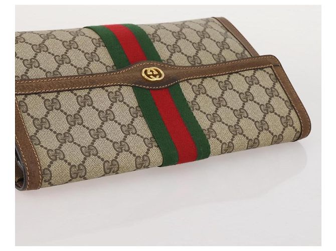 Borsa GUCCI GG Supreme Web Sherry Line PVC Beige Gold 37 014 3087 Auth 205150A - vista 9