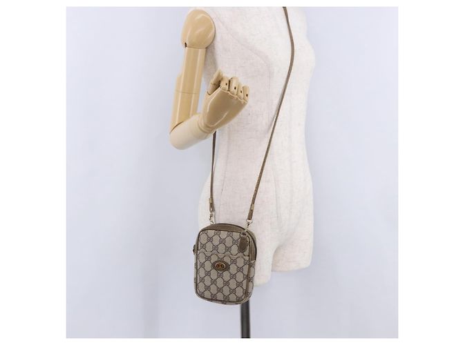 Borsa a tracolla GUCCI GG Supreme PVC Beige Gold 001 23 151 Auth 202680 D'oro - vista 28