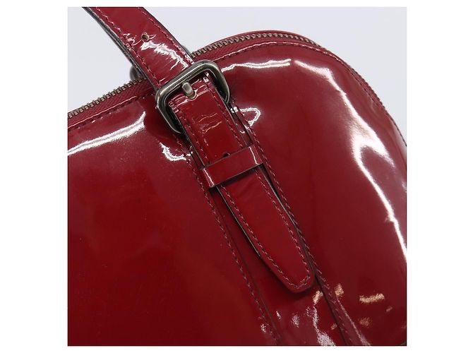 BURBERRY Handtasche aus Lackleder rot silber Auth 203652 - Ansicht 16