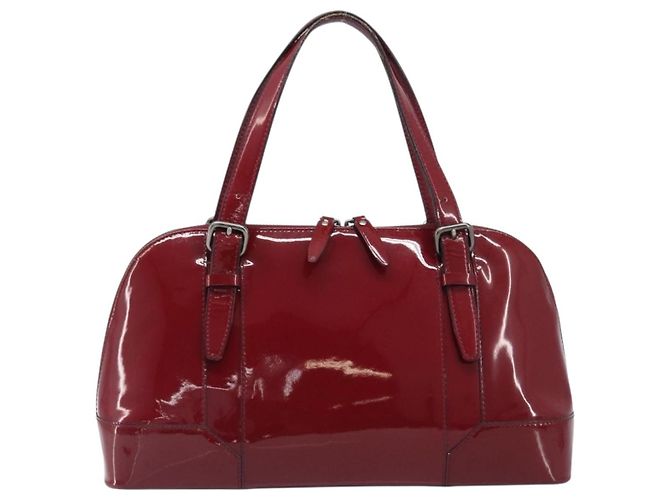 BURBERRY Handtasche aus Lackleder rot silber Auth 203652 - Ansicht 2
