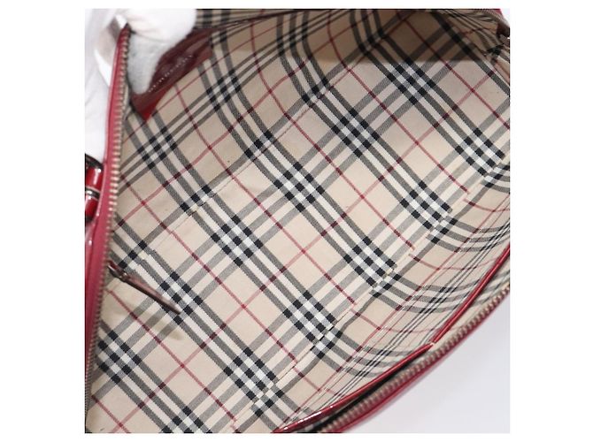 BURBERRY Handtasche aus Lackleder rot silber Auth 203652 - Ansicht 20